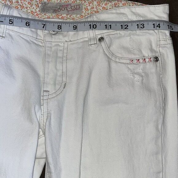 Old Navy Special Edition Pants Women’s Sz 2 Super Low Waist Bootcut White Patch - Picture 10 of 16